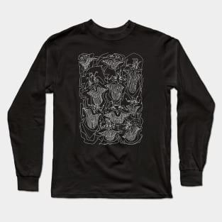 #2 - Limp Faces Psychedelic Line Ink Drawing with Art Style Black Long Sleeve T-Shirt